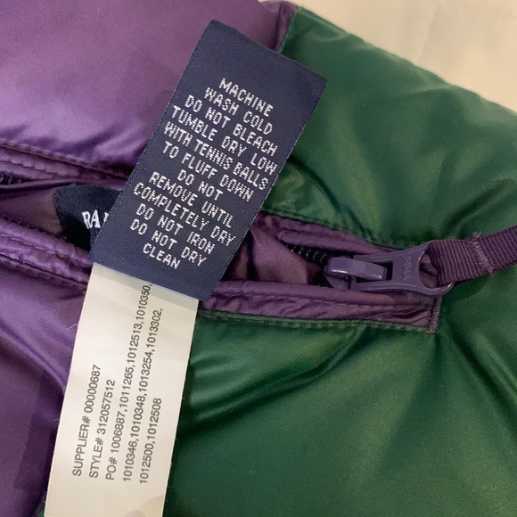 Ralph Lauren Polo Reversible Down Feather Puffer Vest, Purple & Green, Size 6X - Picture 14 of 16